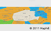 Shaded Relief Panoramic Map of Oume, political outside