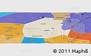 Shaded Relief Panoramic Map of Oume, political shades outside