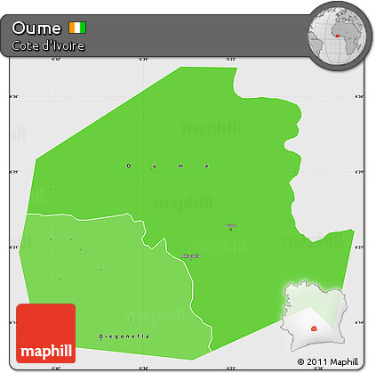 Political Shades Simple Map of Oume, single color outside