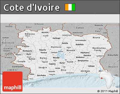 Gray Panoramic Map of Cote D'Ivoire