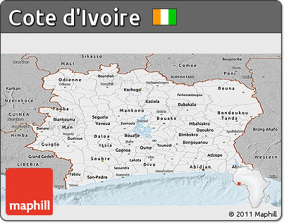 Gray Panoramic Map of Cote D'Ivoire