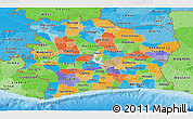 Political Panoramic Map of Cote d'Ivoire, political shades outside