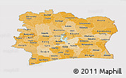Political Shades Panoramic Map of Cote d'Ivoire, cropped outside