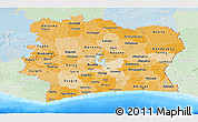 Political Shades Panoramic Map of Cote d'Ivoire, lighten, land only