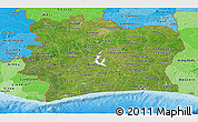 Satellite Panoramic Map of Cote d'Ivoire, political shades outside