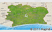 Satellite Panoramic Map of Cote d'Ivoire, shaded relief outside