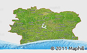 Satellite Panoramic Map of Cote d'Ivoire, single color outside, shaded relief sea