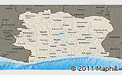 Shaded Relief Panoramic Map of Cote d'Ivoire, darken, land only
