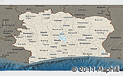 Shaded Relief Panoramic Map of Cote d'Ivoire, darken