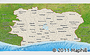 Shaded Relief Panoramic Map of Cote d'Ivoire, satellite outside, shaded relief sea