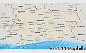 Shaded Relief Panoramic Map of Cote d'Ivoire, semi-desaturated, land only