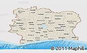 Shaded Relief Panoramic Map of Cote d'Ivoire, single color outside