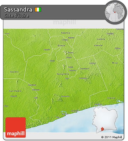 Physical 3D Map of Sassandra
