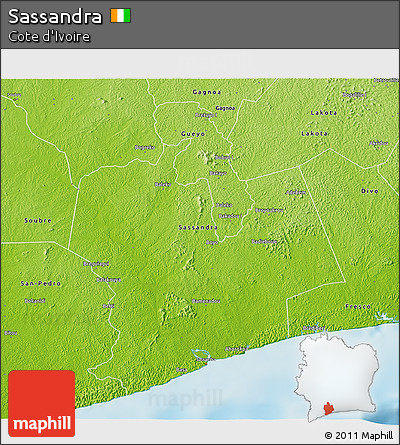 Physical 3D Map of Sassandra