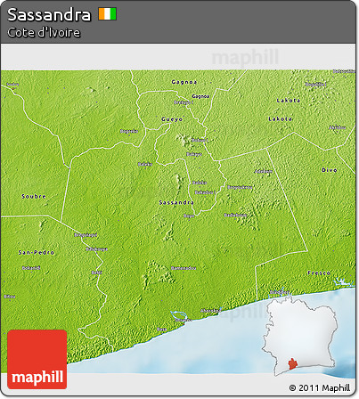 Physical 3D Map of Sassandra