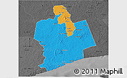 Political 3D Map of Sassandra, darken, desaturated