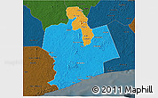 Political 3D Map of Sassandra, darken