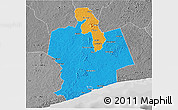 Political 3D Map of Sassandra, desaturated