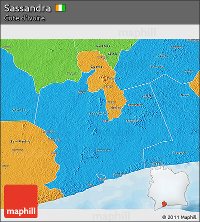 Political 3D Map of Sassandra