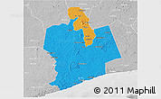 Political 3D Map of Sassandra, lighten, desaturated
