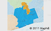 Political 3D Map of Sassandra, lighten
