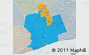 Political 3D Map of Sassandra, lighten, semi-desaturated