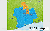 Political 3D Map of Sassandra, physical outside