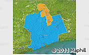 Political 3D Map of Sassandra, satellite outside