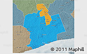 Political 3D Map of Sassandra, semi-desaturated