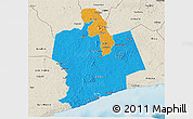 Political 3D Map of Sassandra, shaded relief outside