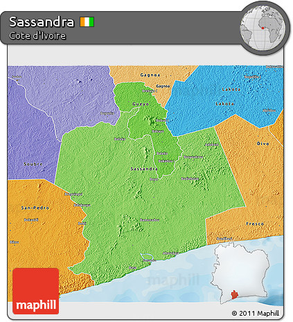 Political Shades 3D Map of Sassandra