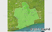 Political Shades 3D Map of Sassandra, satellite outside