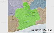 Political Shades 3D Map of Sassandra, semi-desaturated