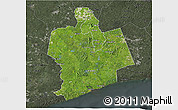 Satellite 3D Map of Sassandra, darken, semi-desaturated