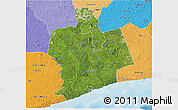 Satellite 3D Map of Sassandra, political shades outside