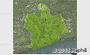 Satellite 3D Map of Sassandra, semi-desaturated