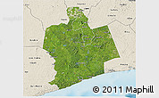 Satellite 3D Map of Sassandra, shaded relief outside