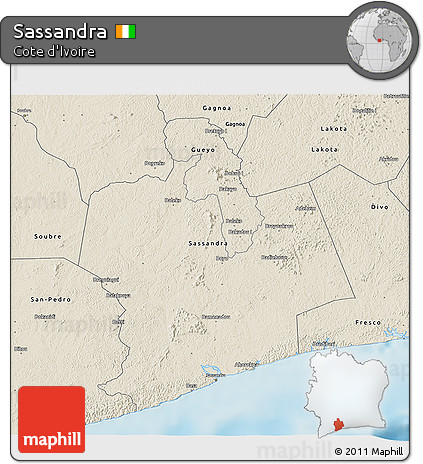 Shaded Relief 3D Map of Sassandra