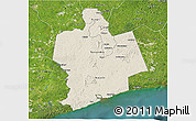 Shaded Relief 3D Map of Sassandra, satellite outside