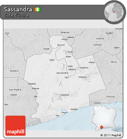 Silver Style 3D Map of Sassandra