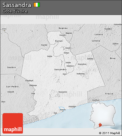 Silver Style 3D Map of Sassandra