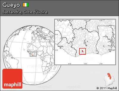 Blank Location Map of Gueyo, highlighted parent region, within the entire country