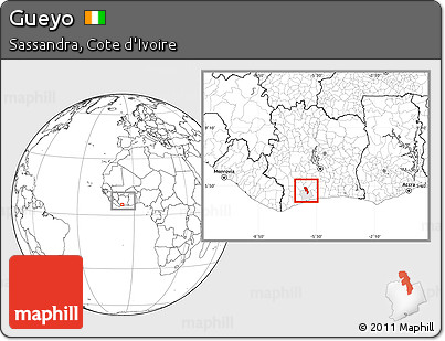 Blank Location Map of Gueyo, highlighted parent region, within the entire country