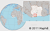 Gray Location Map of Gueyo, highlighted country, within the entire country
