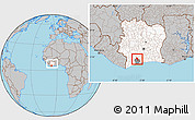Gray Location Map of Gueyo, highlighted country, highlighted parent region, within the entire country