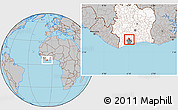 Gray Location Map of Gueyo, highlighted country, highlighted parent region