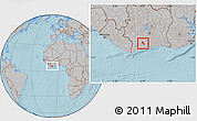 Gray Location Map of Gueyo, hill shading
