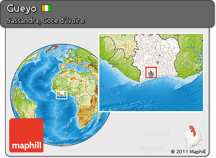 Physical Location Map of Gueyo, highlighted country, highlighted parent region