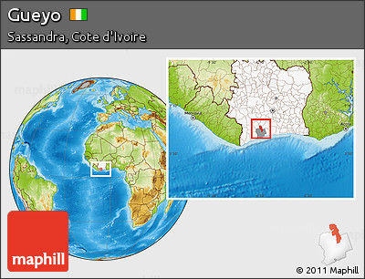 Physical Location Map of Gueyo, highlighted country, highlighted parent region