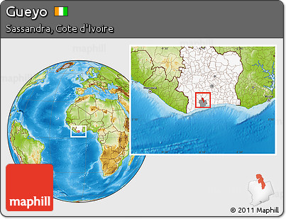 Physical Location Map of Gueyo, highlighted country, highlighted parent region